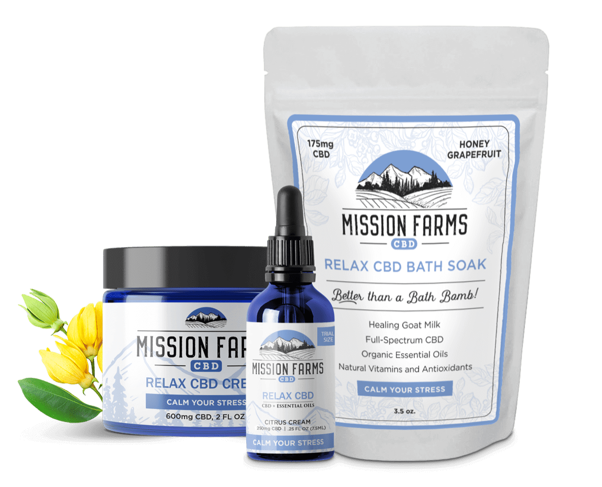 Relax CBD Oil Bundle - Trial-size Oil, Cream, Bath Soak
